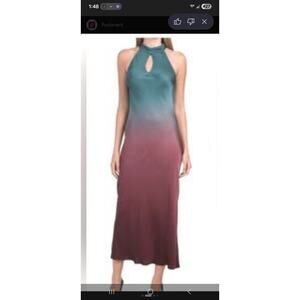 Young Fabulous & Broke Lou Lou Midi Dress Ombre Teal Purple Flowy Sexy Sz S boho